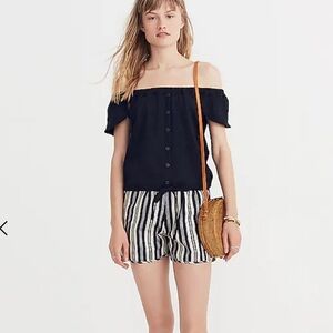 Madewell Texture & Thread Black Off-the-Shoulder Top W-940 Sz S
